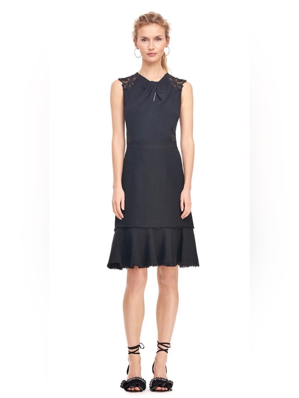 Rebecca Taylor Luna Script Lace Back Lace Detail Dress-Sz S